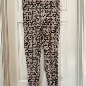Black and Tan Patterned Cotton Pants